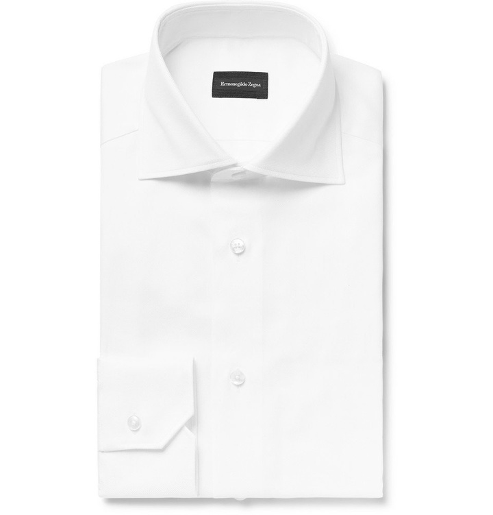 Photo: Ermenegildo Zegna - White Slim-Fit Cutaway-Collar Cotton Oxford Shirt - White