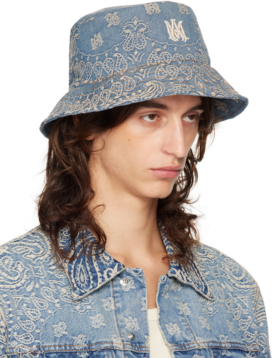 AMIRI Blue 'MA' Paisley Jacquard Bucket Hat Amiri