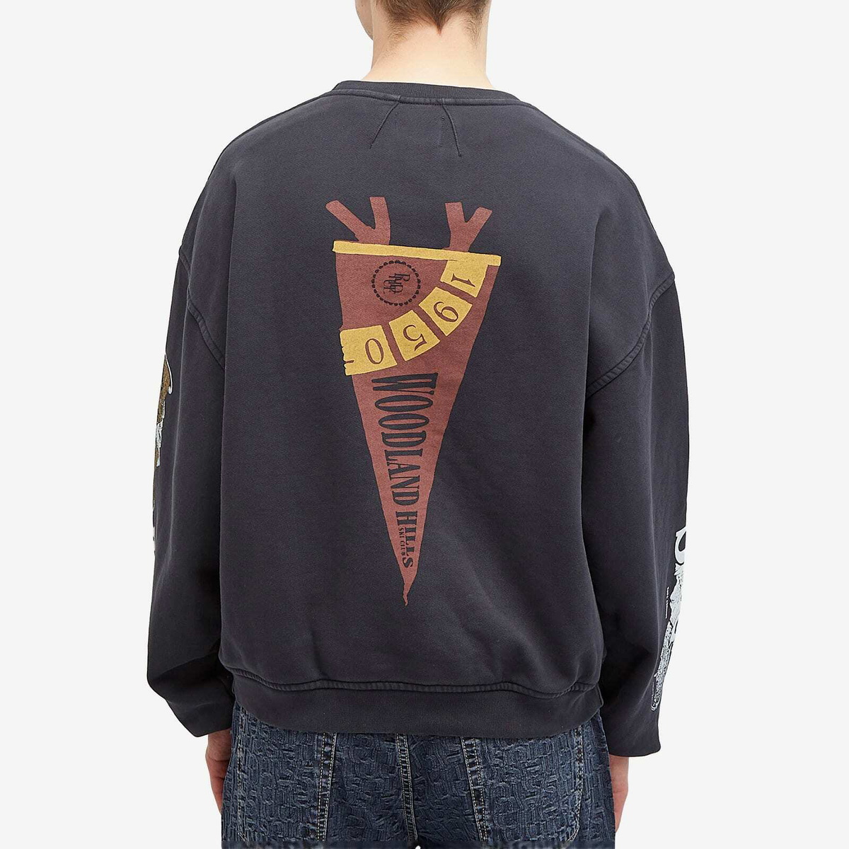 【関税込み】Rhude ブラック Pennant Flag スウェットシャツ Rhude Men's Pennant Flag Sweatshirt in Vintage Black Rhude