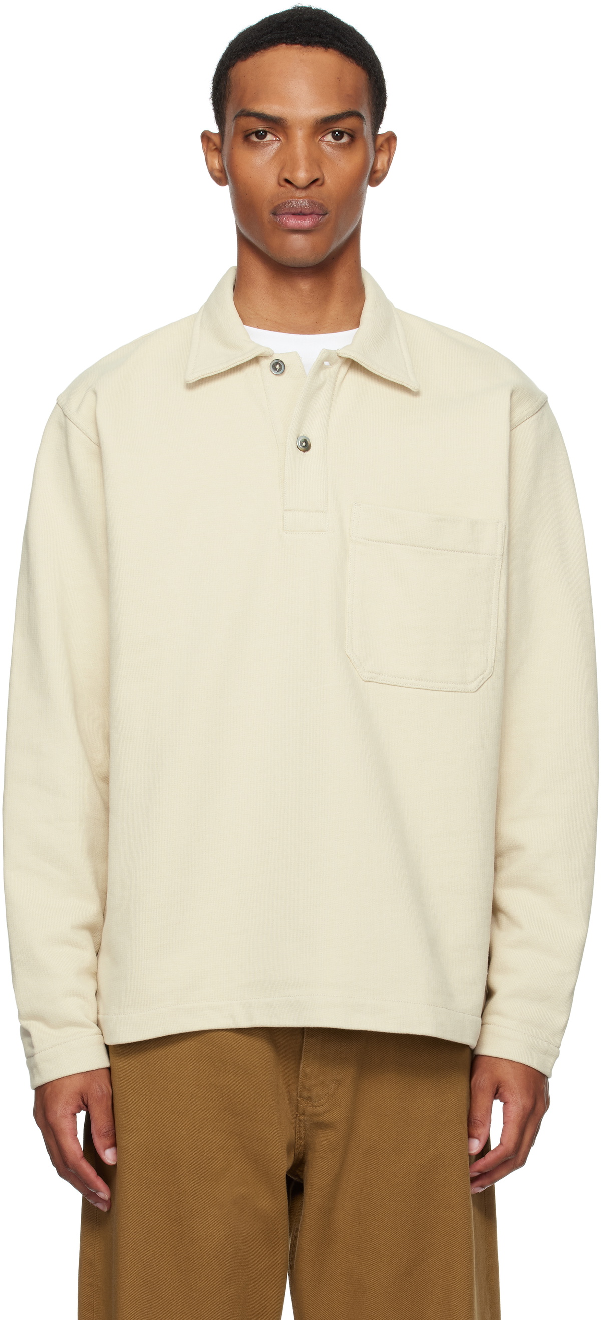 NORSE PROJECTS Beige Fraser Relaxed Organic Loopback LS Polo Norse