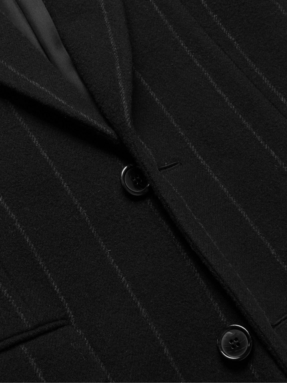 SAINT LAURENT - Pinstriped Wool-Blend Coat - Black Saint Laurent