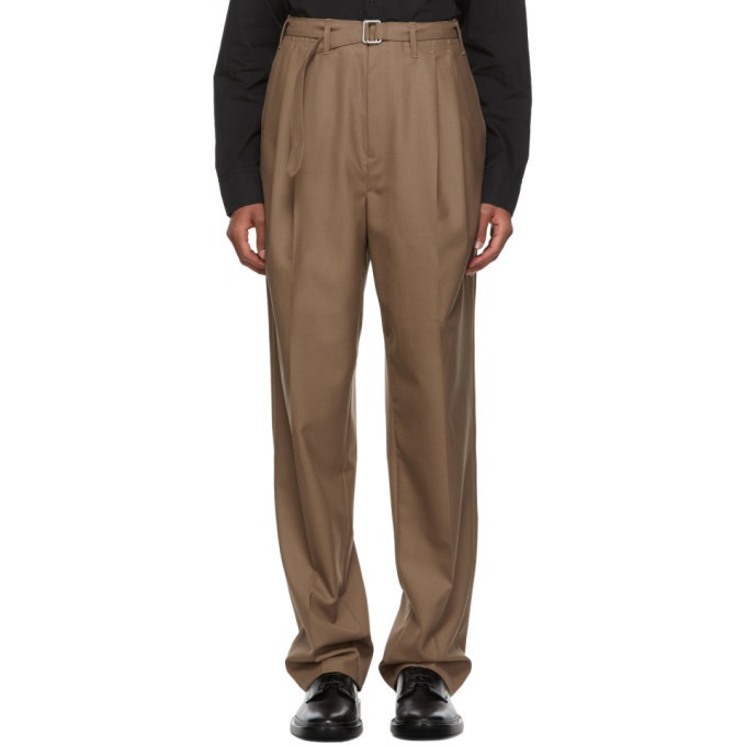 Photo: Lemaire Brown Belted Pleats Trousers