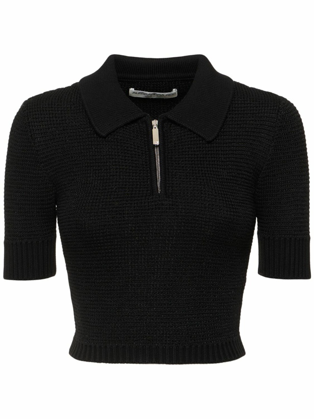 Photo: ALESSANDRA RICH Sequined Cotton Blend Knit Polo with Zip