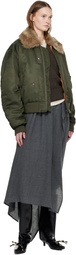 Andersson Bell Green Faux-Fur Collar MA-1 Bomber Jacket