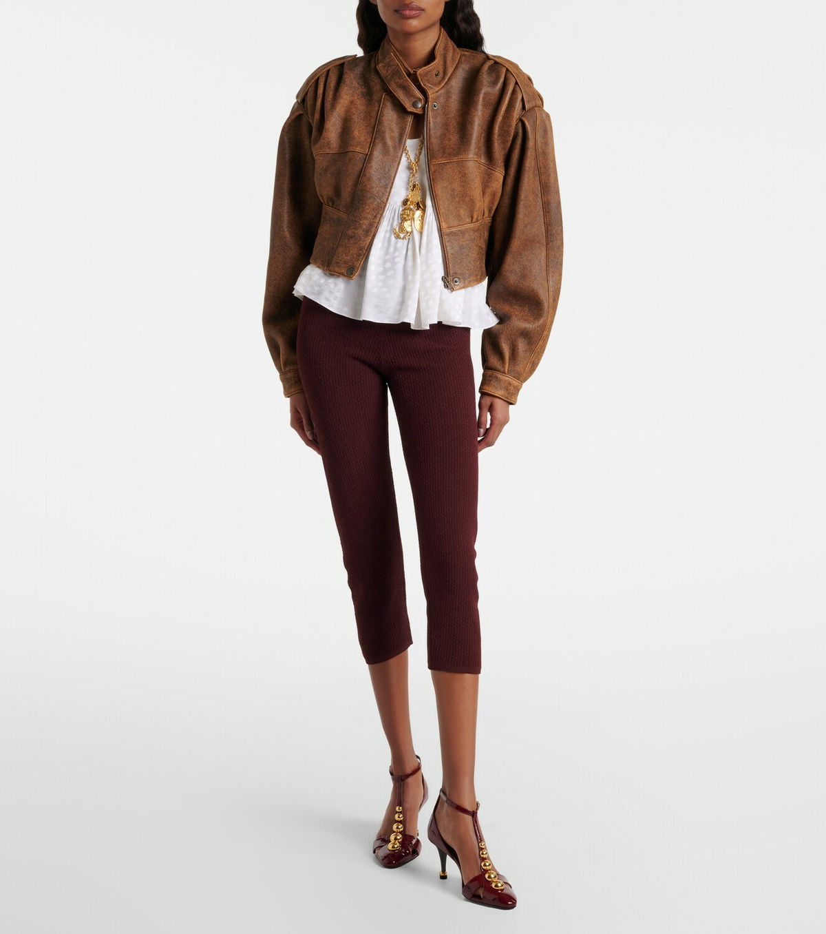 Chloé Cropped leather biker jacket