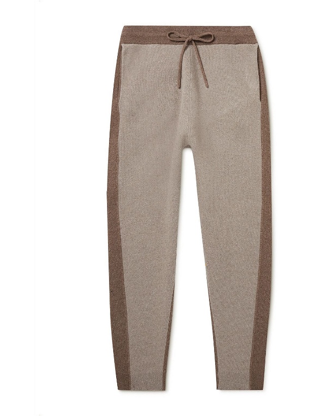 Photo: Theory - Alcos Tapered Colour-Block Wool and Cashmere-Blend Sweatpants - Neutrals