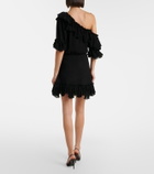 Saint Laurent Ruffled silk crepon minidress