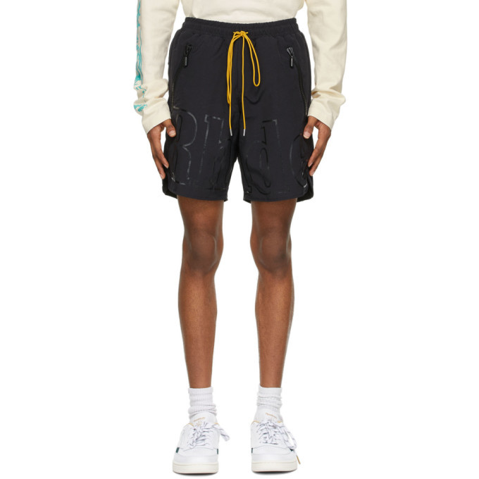 Photo: Rhude SSENSE Exclusive Black Logo Shorts