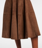 Ami Paris Pleated suede midi skirt