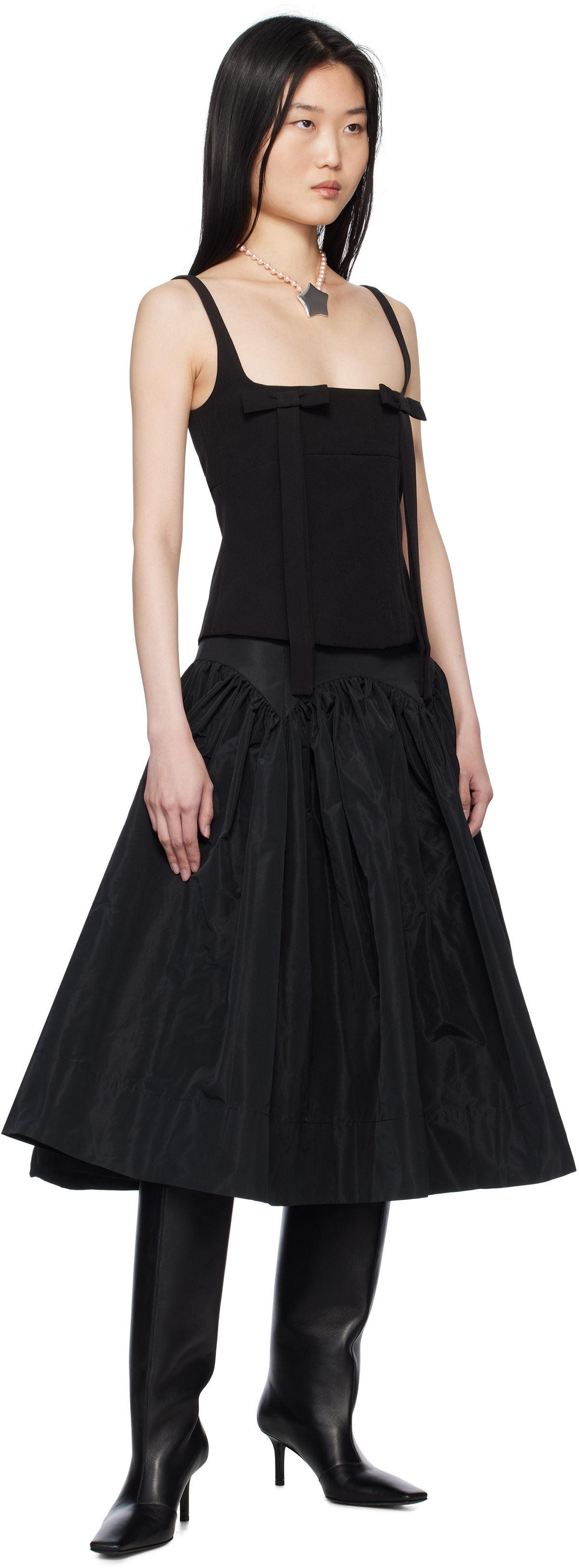 Sandy Liang Black Teacup Tank Top