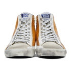 Golden Goose Off-White and Copper Lizard Francy High-Top Sneakers