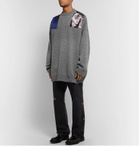 Raf Simons - Oversized Embellished Mélange Virgin Wool Sweater - Gray