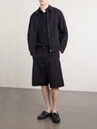 ATON - Cotton-Blend Gabardine Harrington Jacket - Black