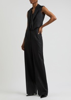 Alexander Mcqueen Striped Cropped Wool Waistcoat Navy