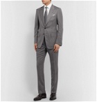 TOM FORD - Slim-Fit Herringbone Wool and Silk-Blend Suit Trousers - Gray