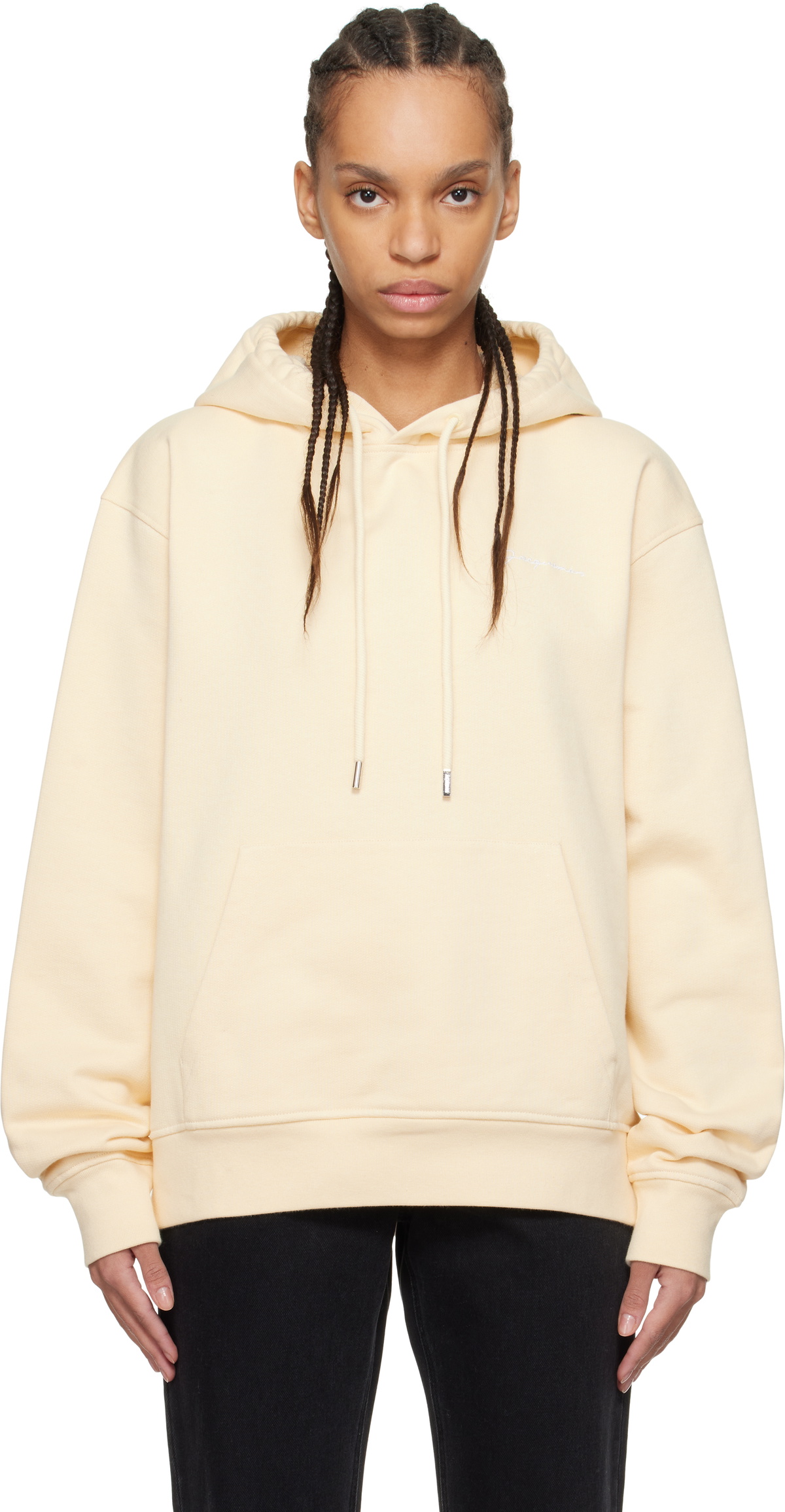 JACQUEMUS Beige 'The embroidered sweatshirt' Hoodie
