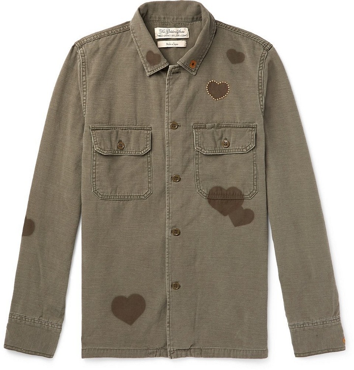 Photo: Remi Relief - Embellished Printed Cotton Shirt - Green