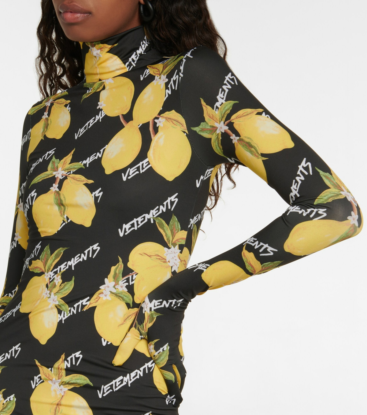 Vetements - High-neck printed jersey minidress