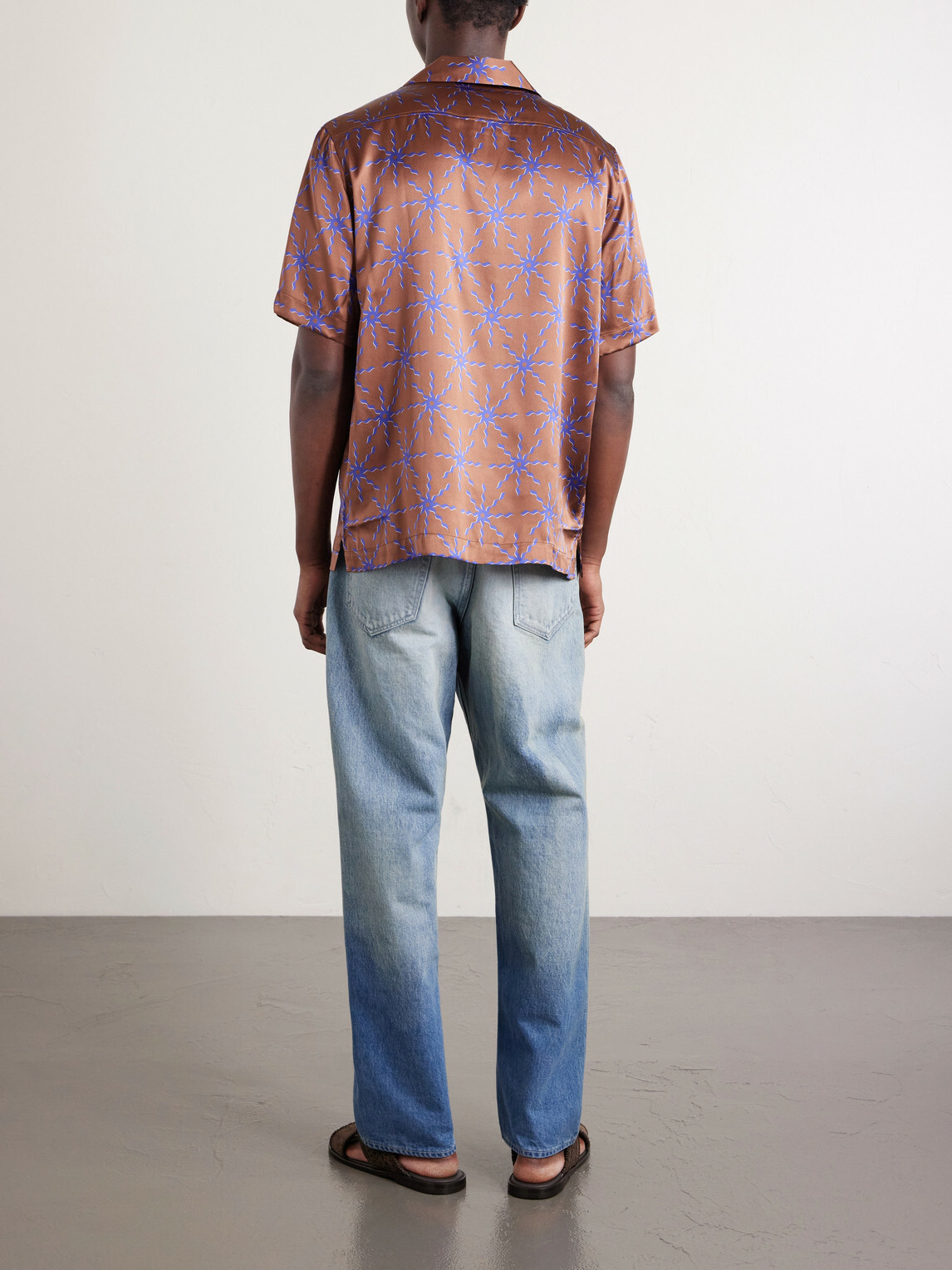 Frescobol Carioca - Roberto Printed Silk Shirt - Brown