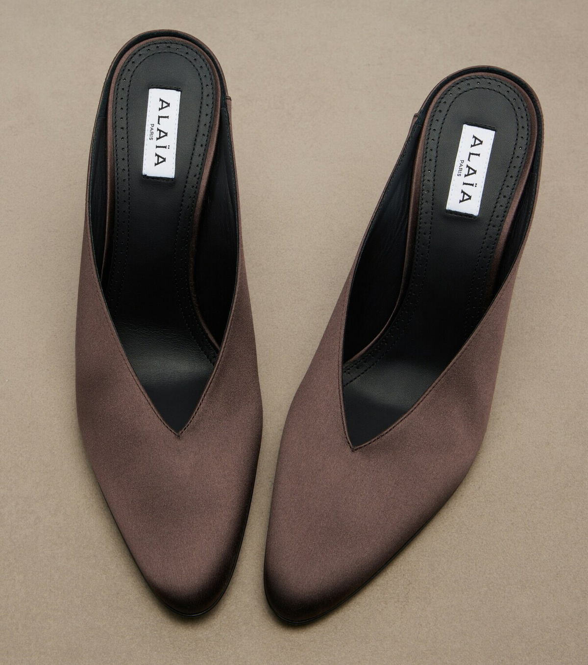 Alaïa Cone satin mules