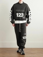 RRR123 - CVA Tapered Logo-Print Embroidered Cotton-Jersey Sweatpants - Black