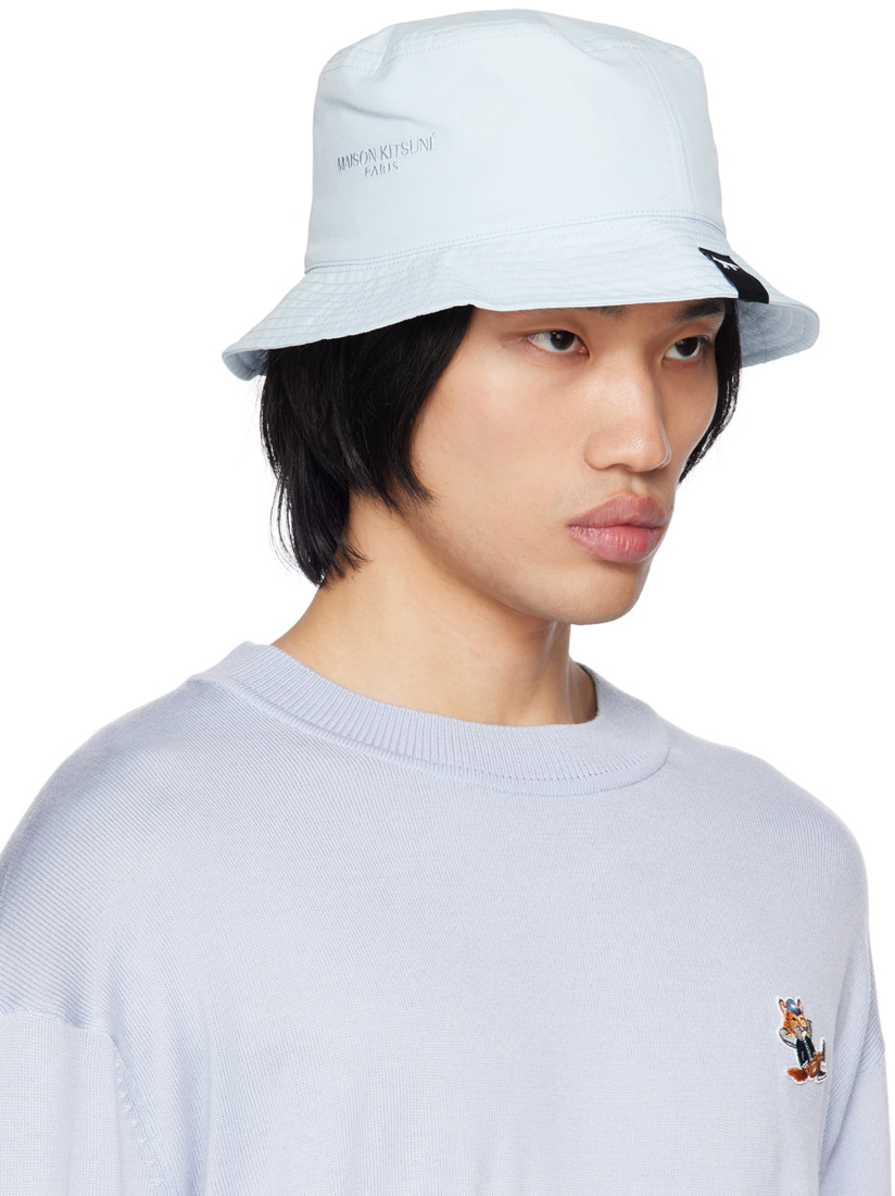 Maison Kitsuné Blue Embroidered Bucket Hat Maison Kitsune