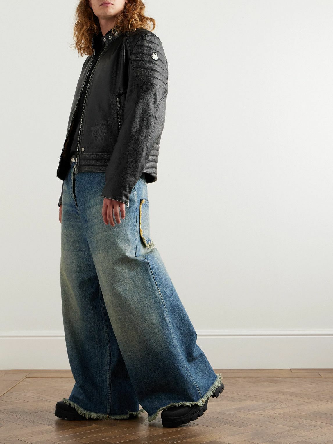 Moncler Genius - Palm Angels Full-Grain Leather Down Jacket