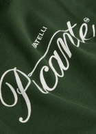 Picante Tailor Logo-embroidered Hooded Cotton Sweatshirt Green