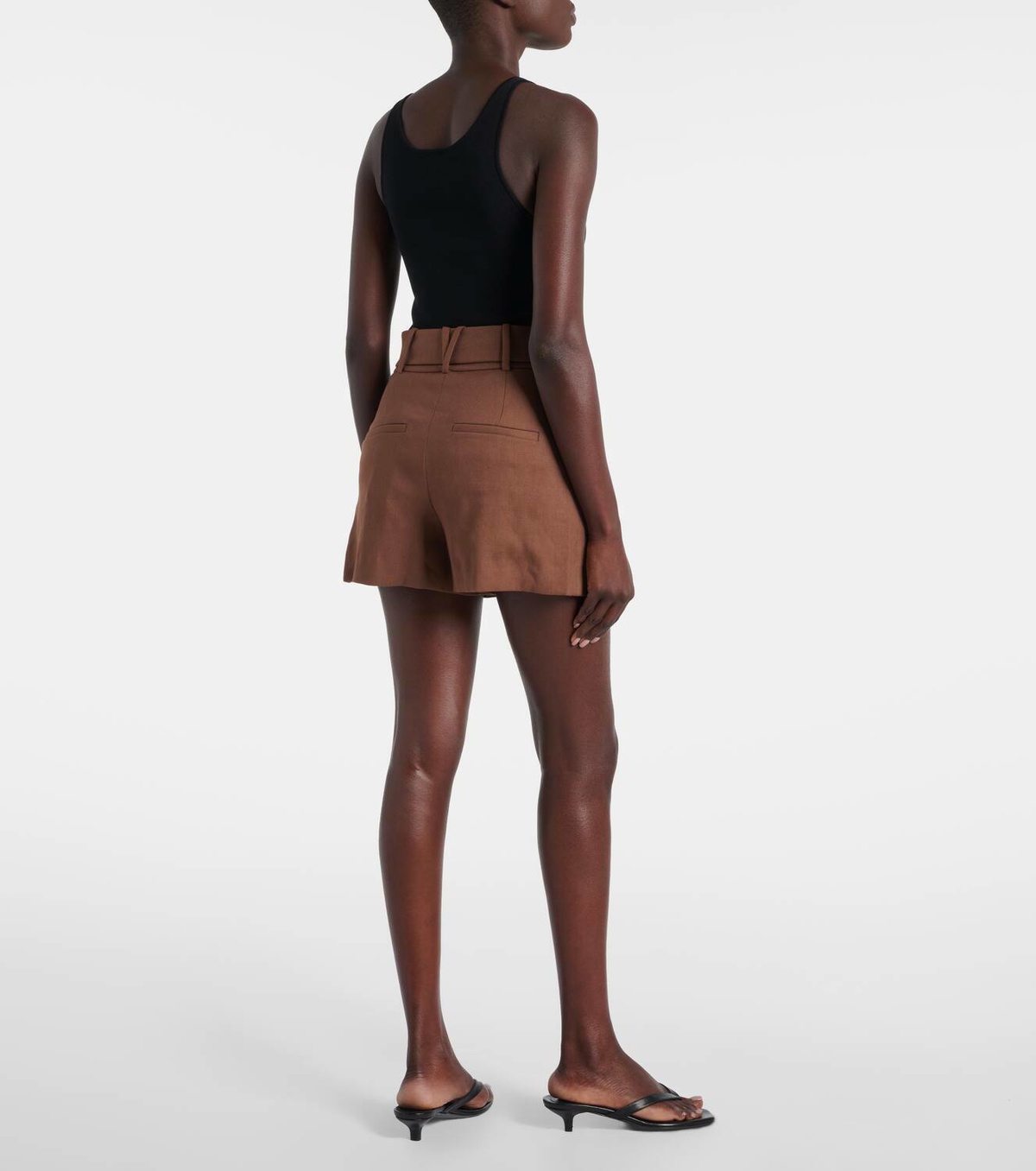 Veronica Beard Piper belted linen-blend shorts
