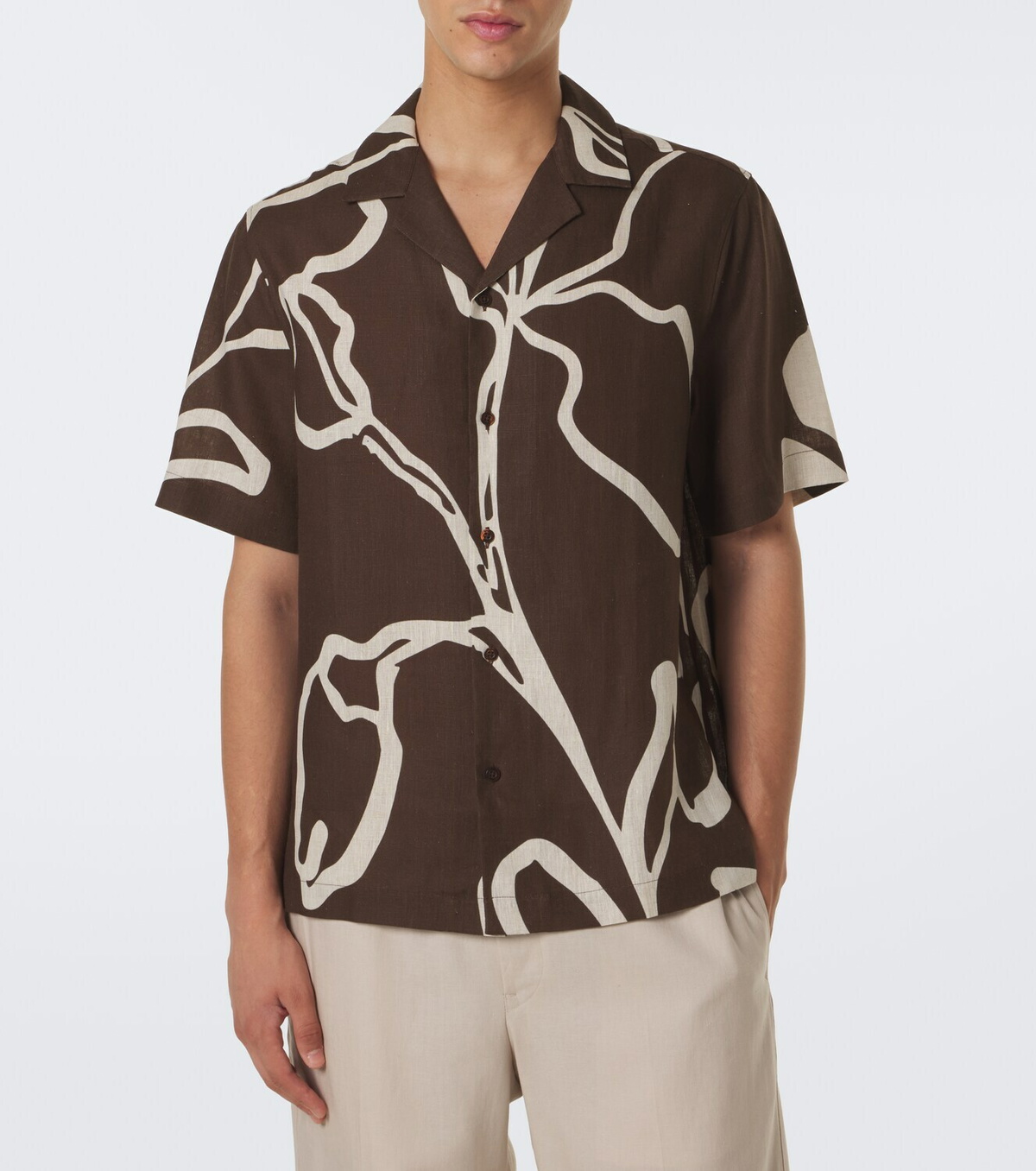 Frescobol Carioca Printed linen bowling shirt