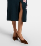 Erdem Floral-appliqué knitted midi skirt