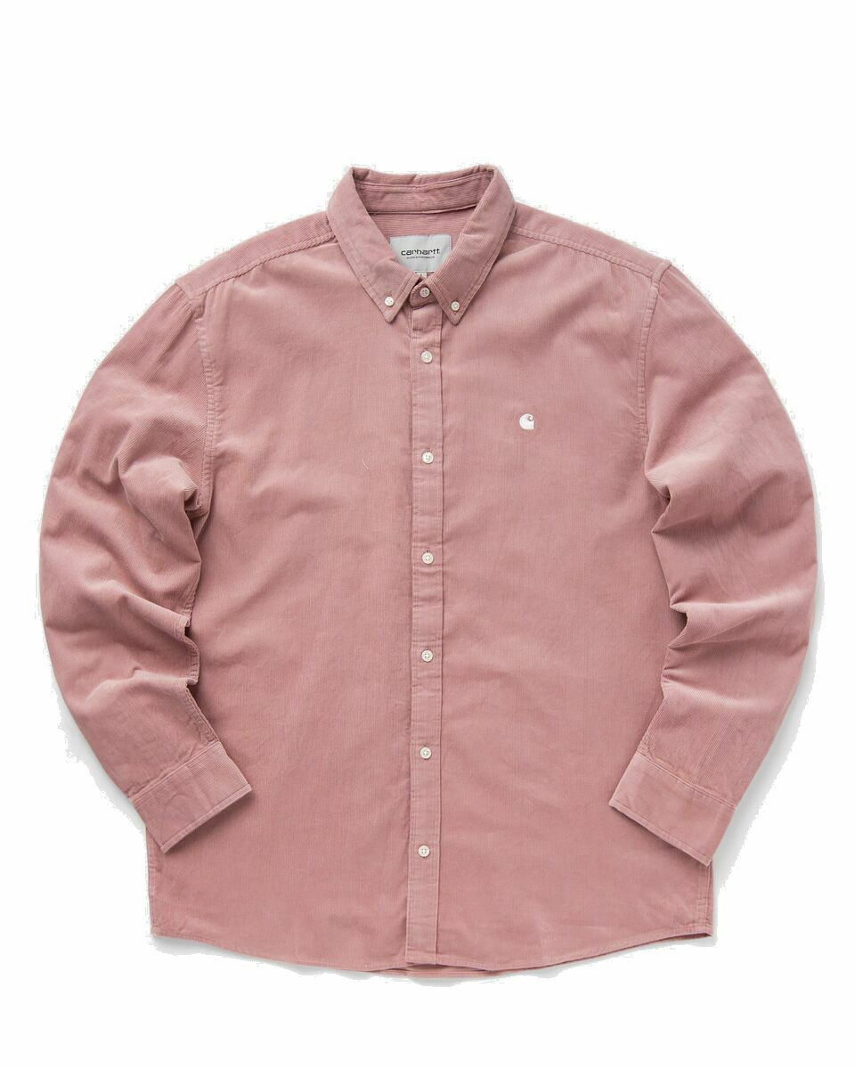 Photo: Carhartt Wip L/S Madison Fine Cord Shirt Pink - Mens - Longsleeves