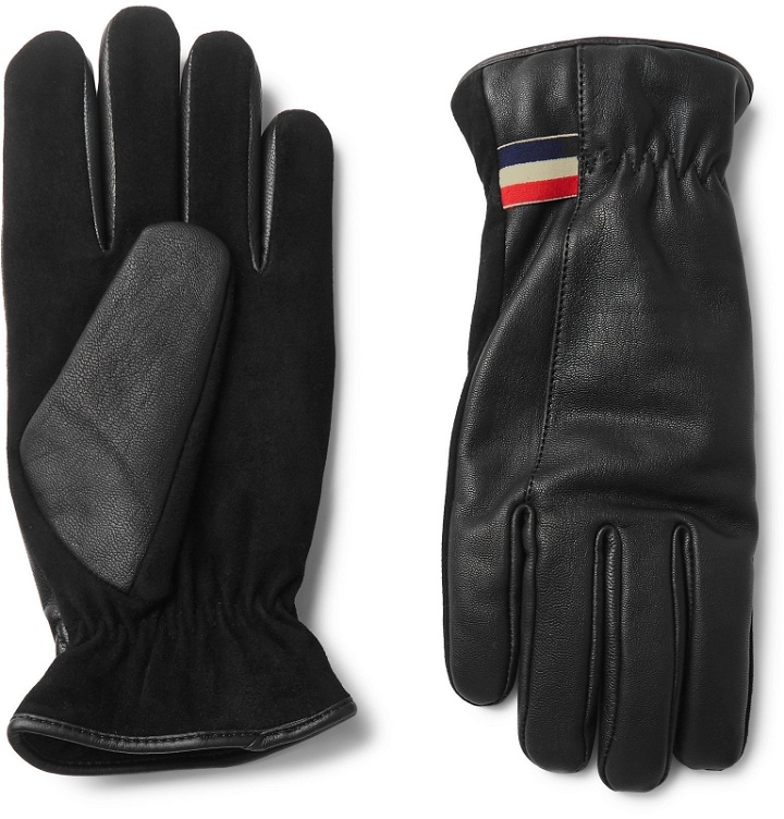 Photo: Moncler - Panelled Leather and Nubuck Skiing Gloves - Black