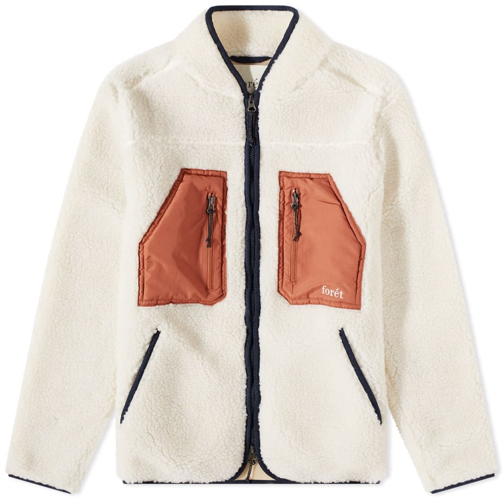 Foret Men's Aurora Sherpa Fleece Jacket in Cloud/Brick Foret