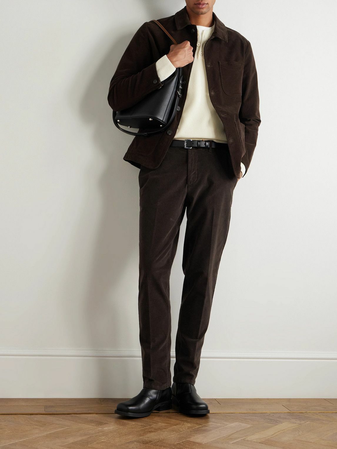 Altea - Dumbo Straight-Leg Stretch-Cotton Corduroy Trousers - Brown