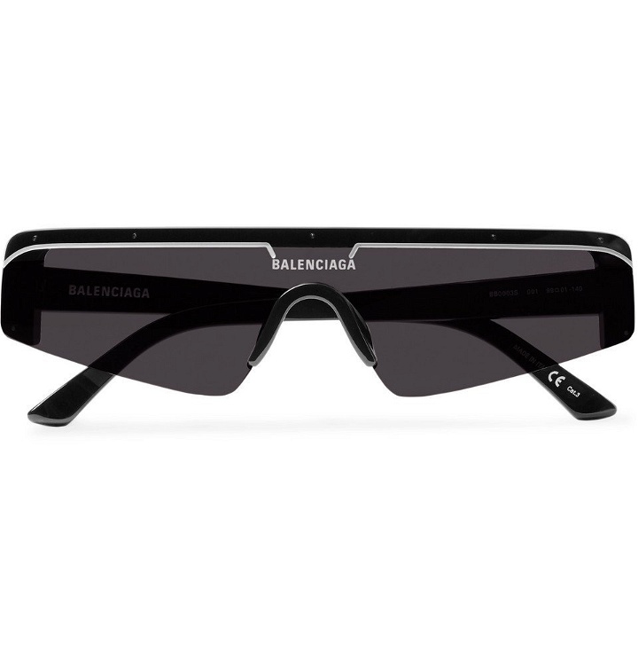 Photo: Balenciaga - Ski Rectangle-Frame Enamelled Acetate Sunglasses - Black