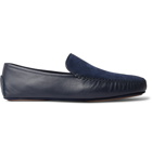 Manolo Blahnik - Mayfair Leather and Suede Driving Shoes - Blue
