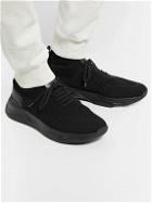 Berluti - Shadow Leather-Trimmed Stretch-Knit Sneakers - Black