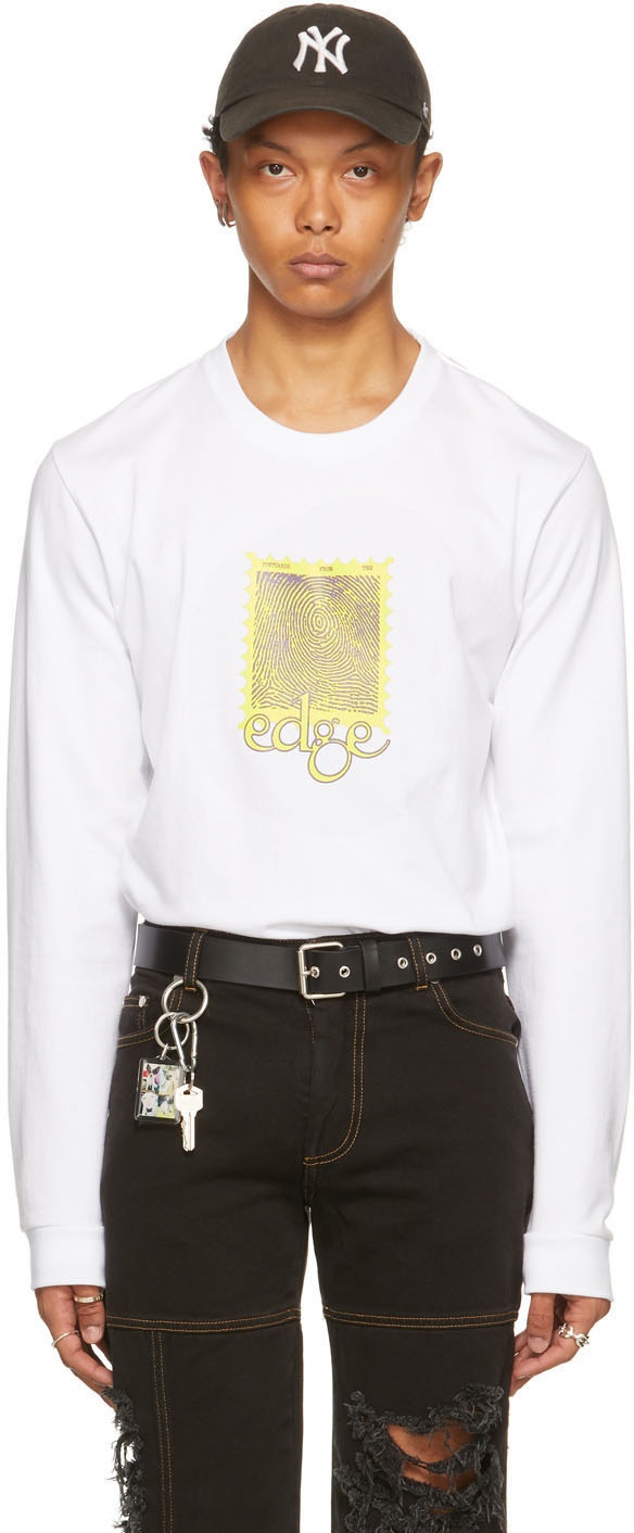 Photo: SSENSE WORKS SSENSE Exclusive White ‘Postcards From The Edge’ Long Sleeve T-Shirt