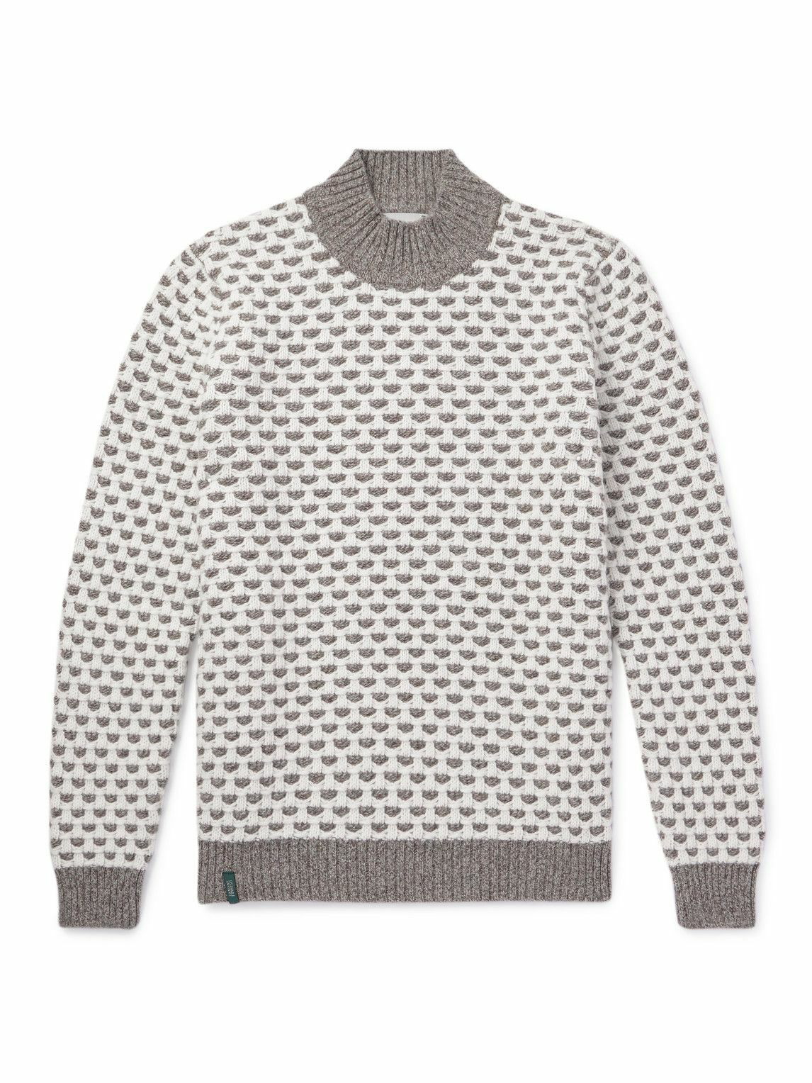 Photo: Incotex - Reversible Knitted Wool Mock-Neck Sweater - Gray