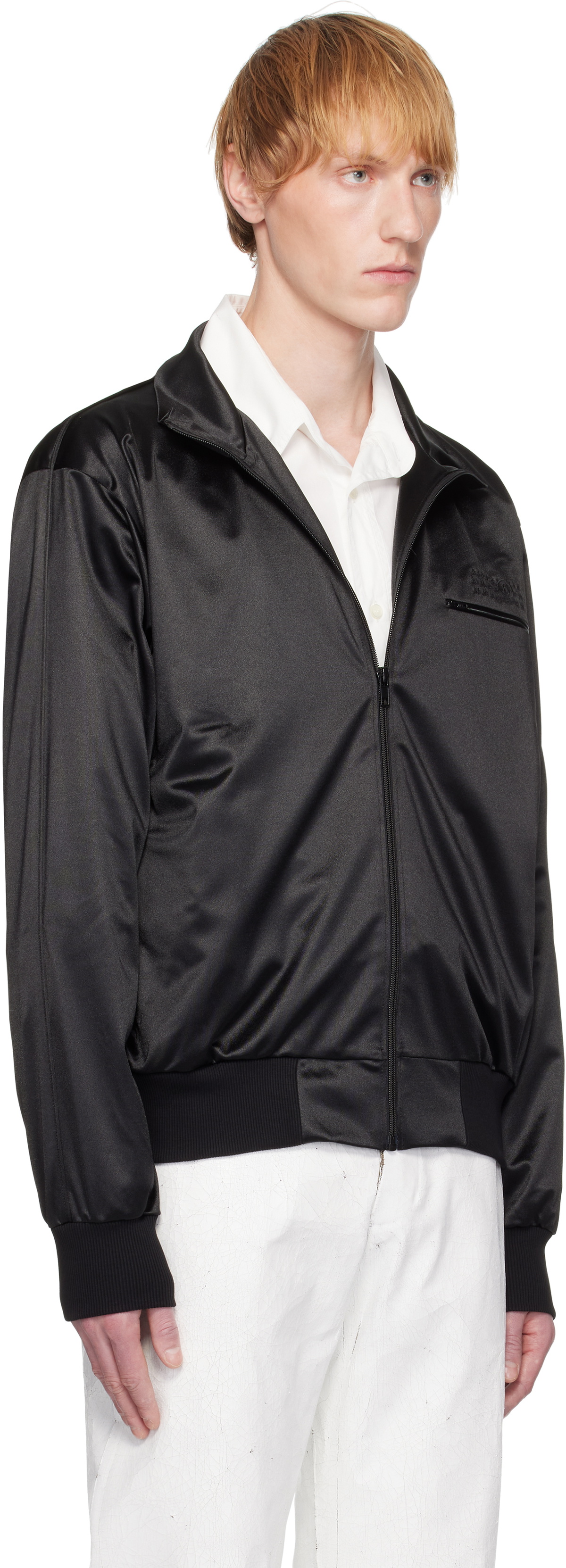 MM6 Maison Margiela Black Embroidered Track Jacket MM6 Maison Margiela