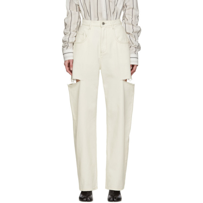 Maison Margiela Off-White Thigh Slit Jeans Maison Margiela