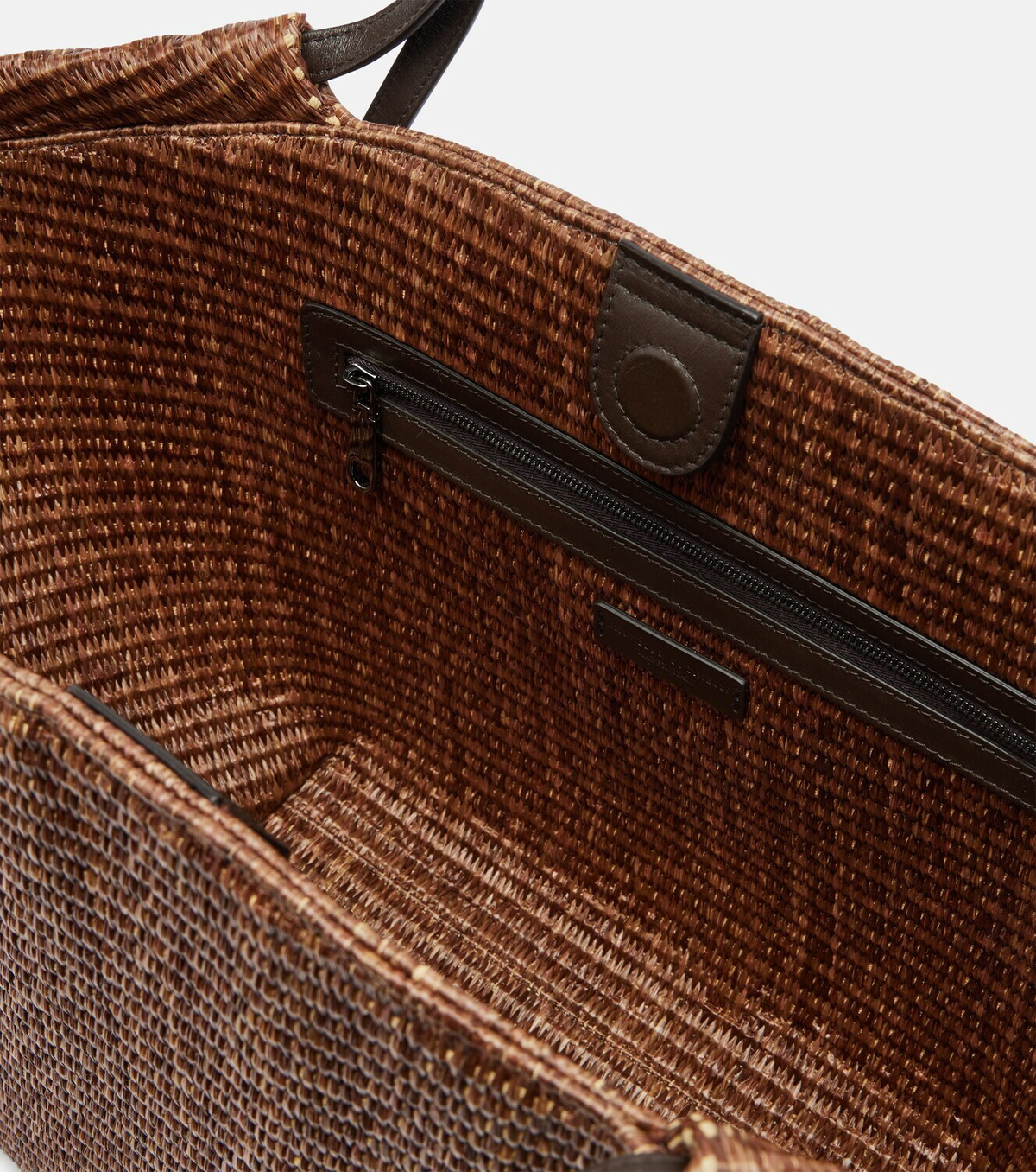 Brunello Cucinelli Large leather-trimmed raffia-effect tote bag