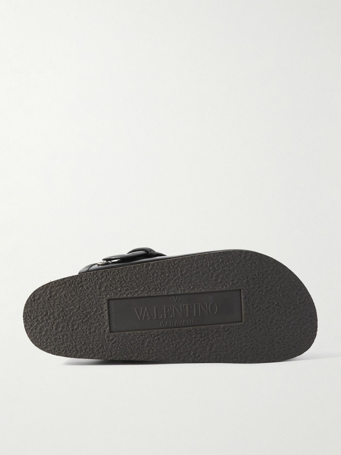 Valentino Garavani - Buckled Glossed-Leather Clogs - Black