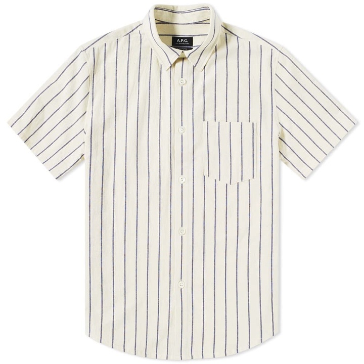 Photo: A.P.C. Short Sleeve Byran Stripe Shirt Neutrals