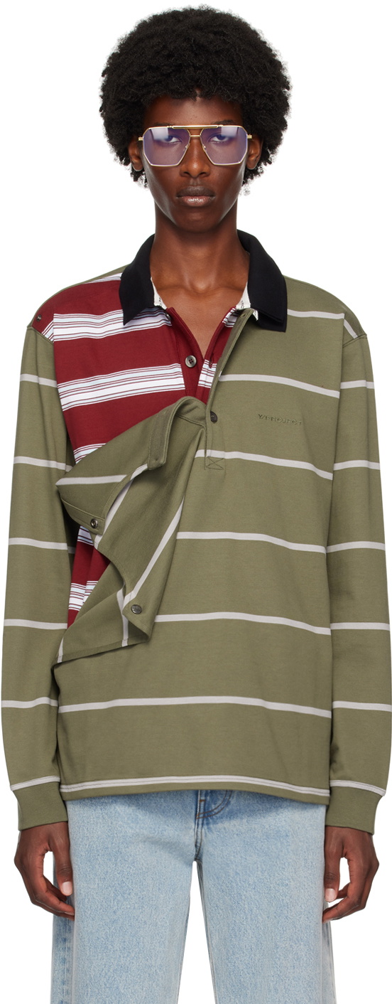 Y/Project Green & Red Double Collar Snap Off Long Sleeve Polo Y
