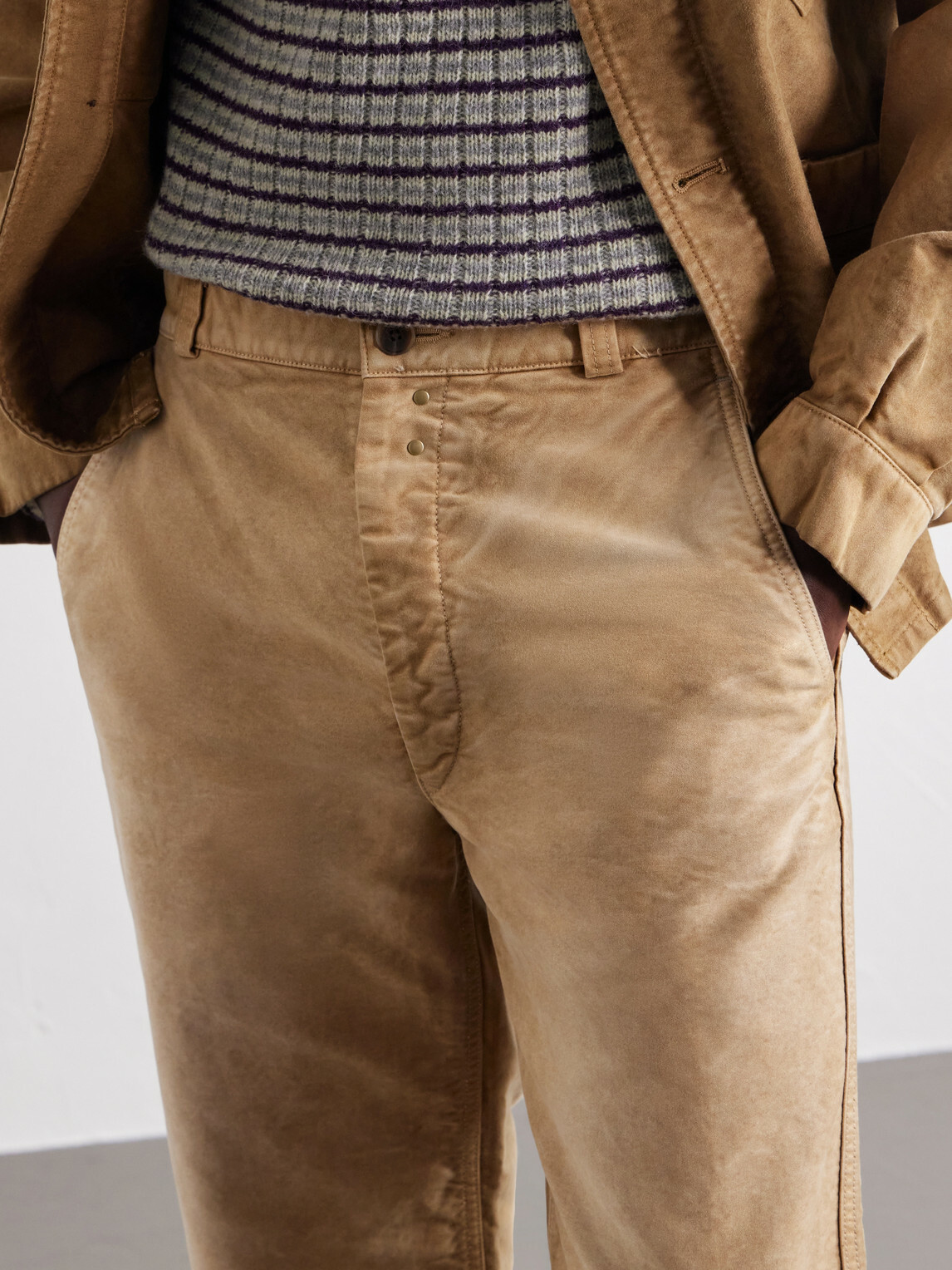 Auralee - Straight-Leg Garment-Dyed Cotton-Moleskin Trousers - Brown