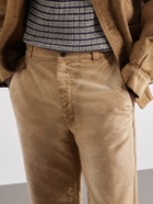 Auralee - Straight-Leg Garment-Dyed Cotton-Moleskin Trousers - Brown
