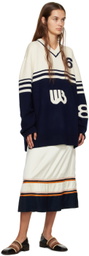 Wales Bonner Off-White & Navy Intarsia Sweater