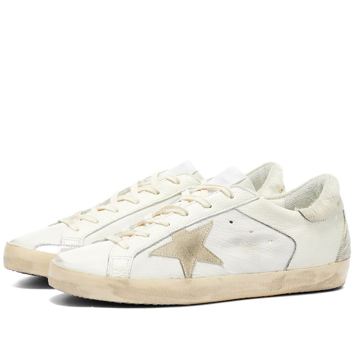 Photo: Golden Goose Women's Super-Star Leather Sneakers in White/Cream/Silver